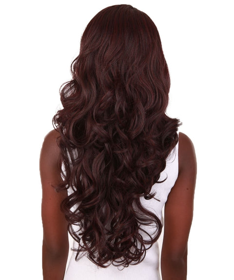 Kendra Deep Red and Black Blend Wavy Lace Front Wig