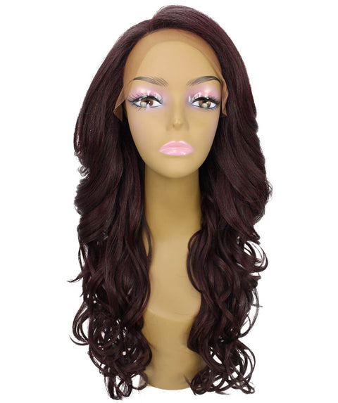 Kendra Medium Red and Black Blend Wavy Lace Front Wig