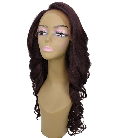 Kendra Medium Red and Black Blend Wavy Lace Front Wig