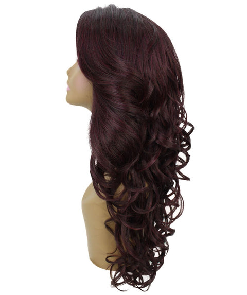 Kendra Medium Red and Black Blend Wavy Lace Front Wig