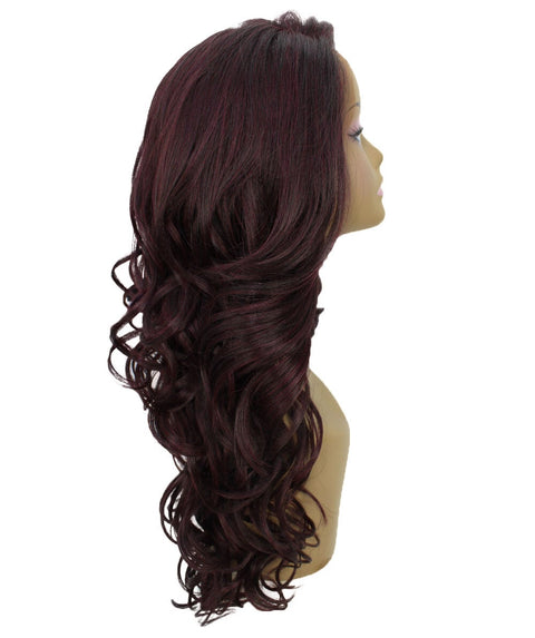 Kendra Medium Red and Black Blend Wavy Lace Front Wig