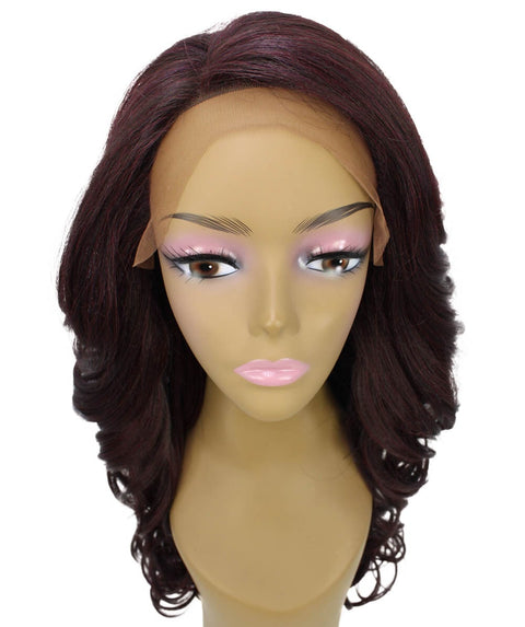 Kendra Medium Red and Black Blend Wavy Lace Front Wig