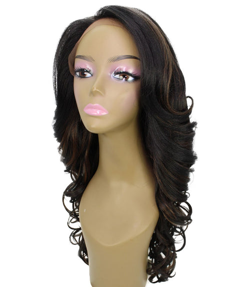 Kendra Black with Caramel Wavy Lace Front Wig