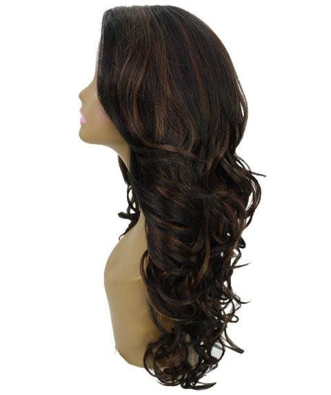 Kendra Black with Caramel Wavy Lace Front Wig
