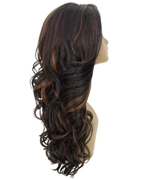 Kendra Black with Caramel Wavy Lace Front Wig