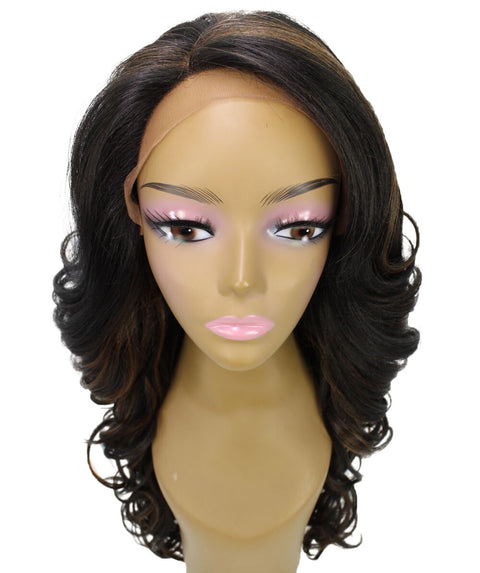 Kendra Black with Caramel Wavy Lace Front Wig