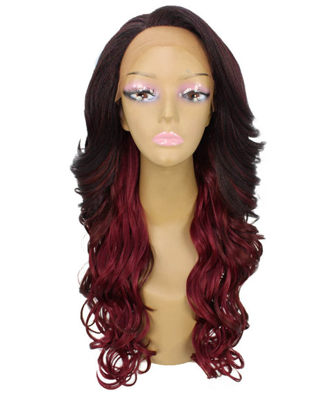 Kendra Deep Red Over Medium Red Wavy Lace Front Wig