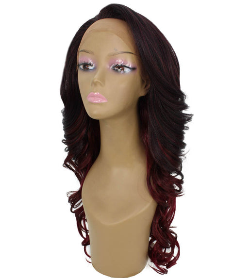 Kendra Deep Red Over Medium Red Wavy Lace Front Wig