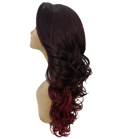 Kendra Deep Red Over Medium Red Wavy Lace Front Wig