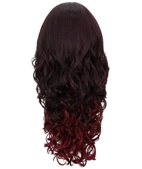 Kendra Deep Red Over Medium Red Wavy Lace Front Wig