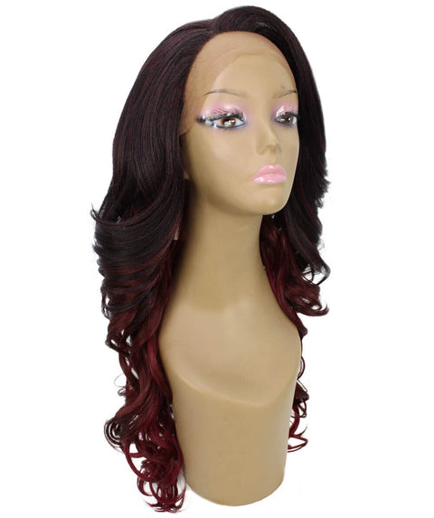 Kendra Deep Red Over Medium Red Wavy Lace Front Wig