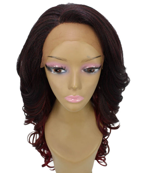 Kendra Deep Red Over Medium Red Wavy Lace Front Wig