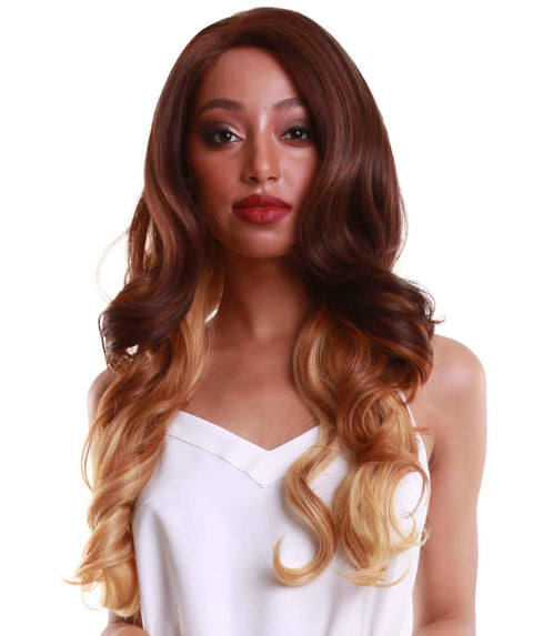 Kendra Medium Brown over Blonde Wavy Lace Front Wig