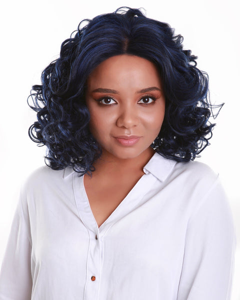Candace Blue and Black Blend Classic Lace Front Wig