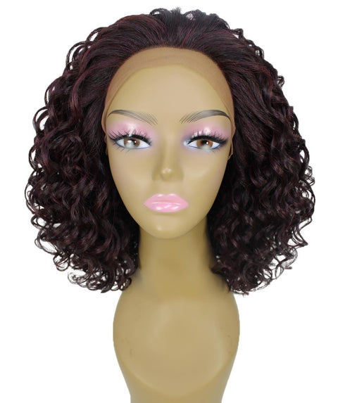 Oya Deep Red and Black Blend Angled Bob Lace Front Wig