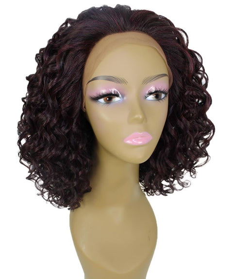 Oya Deep Red and Black Blend Angled Bob Lace Front Wig