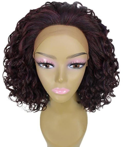 Oya Deep Red and Black Blend Angled Bob Lace Front Wig