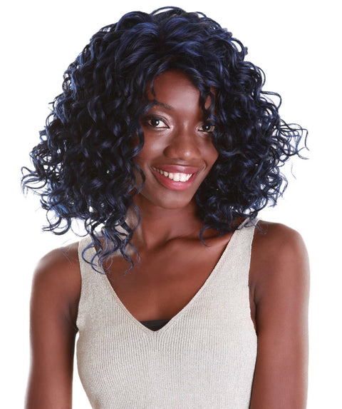Oya Blue and Black Blend Angled Bob Lace Front Wig