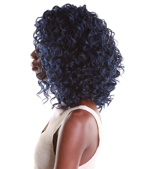 Oya Blue and Black Blend Angled Bob Lace Front Wig
