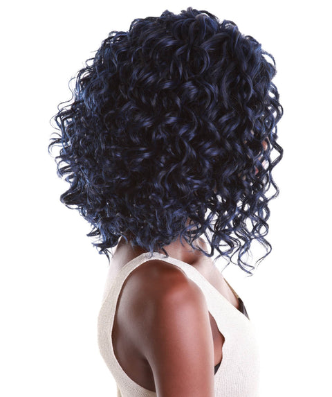 Oya Blue and Black Blend Angled Bob Lace Front Wig