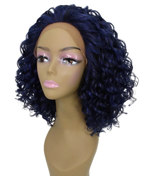 Oya Blue and Black Blend Angled Bob Lace Front Wig