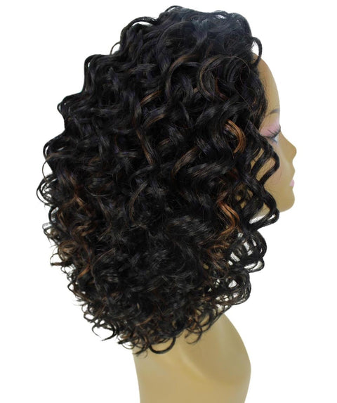 Oya Black with Caramel Angled Bob Lace Front Wig