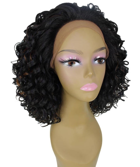 Oya Black with Caramel Angled Bob Lace Front Wig