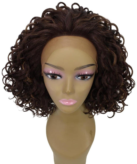 Oya Brown with Golden Angled Bob Lace Front Wig