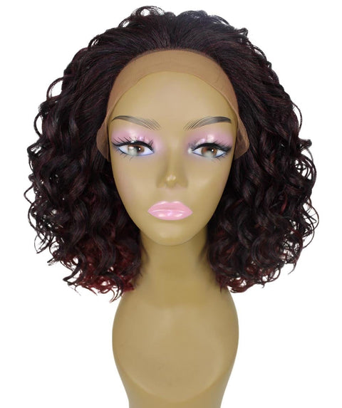 Oya Deep Red Over Medium Red Angled Bob Lace Front Wig