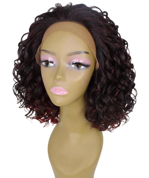 Oya Deep Red Over Medium Red Angled Bob Lace Front Wig