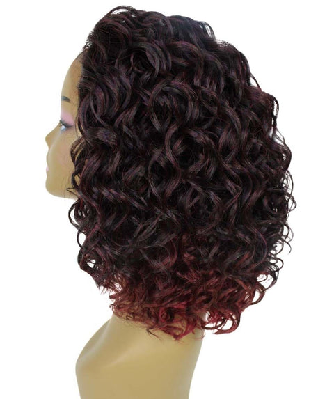 Oya Deep Red Over Medium Red Angled Bob Lace Front Wig
