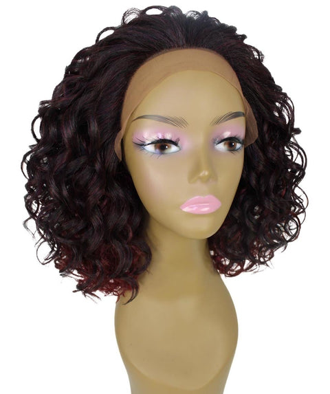 Oya Deep Red Over Medium Red Angled Bob Lace Front Wig
