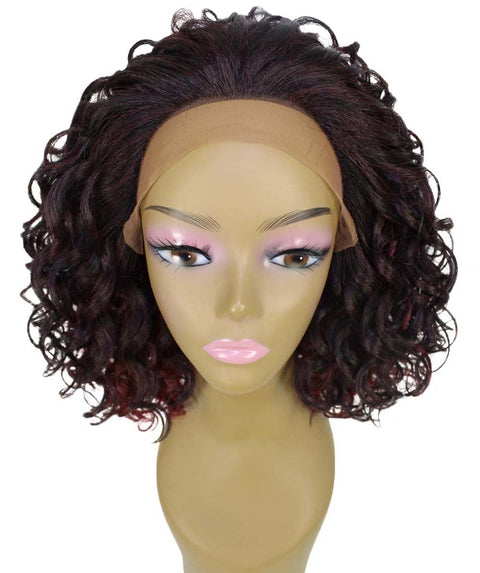 Oya Deep Red Over Medium Red Angled Bob Lace Front Wig