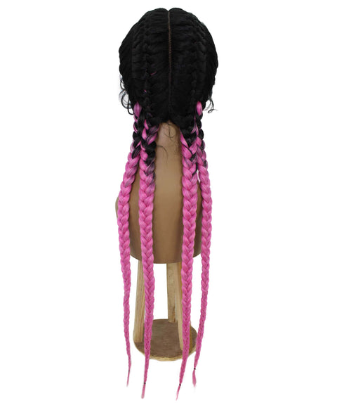 Alexus Dark Pink Ombre Braids Lace Wig