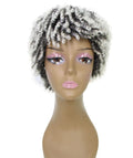 Kayla Gray with White Spiral Curl Hair Wig