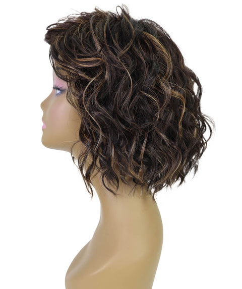 Esela Shoulder-Length Soft Flowing Waves with Natural Volume Human Hair Blend Wig