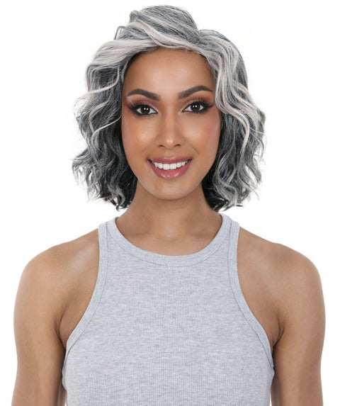 Esela Shoulder-Length Soft Flowing Waves with Natural Volume Human Hair Blend Wig