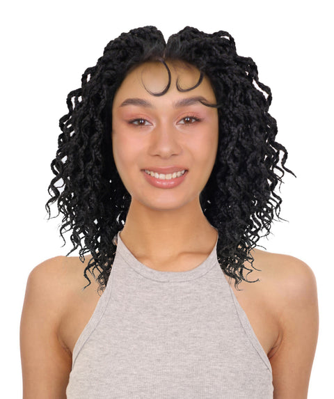 Denessa Women's Elegant Medile Part Short Micro Braided Wig