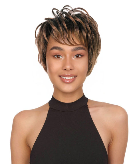 Broadway Sleek Pixie Cut 9.5 inch Wig, Premium Synthetic Short full Wig with Natural Hairline & Effortless Elegance