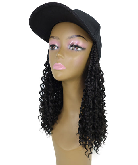 Atlas Curly 14 inch with Built-in Black Baseball Cap