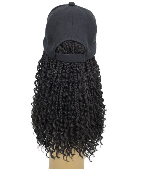 Atlas Curly 14 inch with Built-in Black Baseball Cap