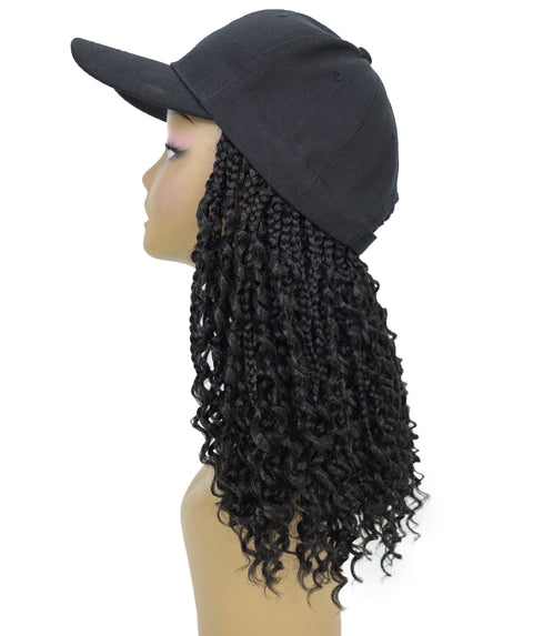 Atlas Curly 14 inch with Built-in Black Baseball Cap