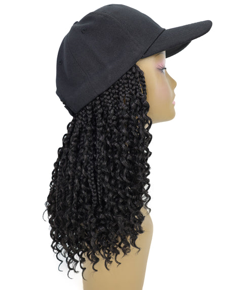 Atlas Curly 14 inch with Built-in Black Baseball Cap
