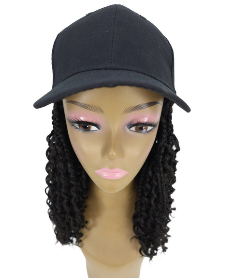 Atlas Curly 14 inch with Built-in Black Baseball Cap