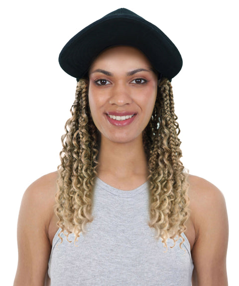 Atlas Curly 14 inch with Built-in Black Baseball Cap