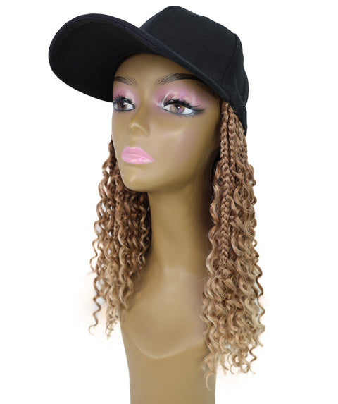 Atlas Curly 14 inch with Built-in Black Baseball Cap