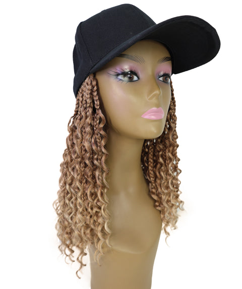 Atlas Curly 14 inch with Built-in Black Baseball Cap
