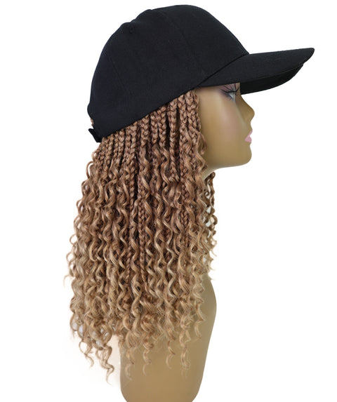 Atlas Curly 14 inch with Built-in Black Baseball Cap
