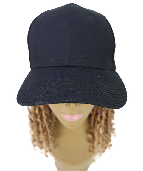 Atlas Curly 14 inch with Built-in Black Baseball Cap