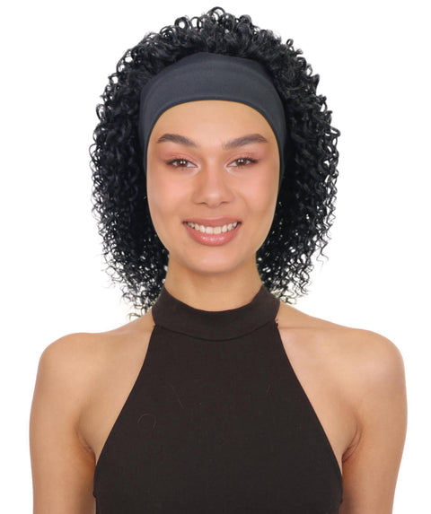 Oluchi Natural Texture Synthetic Shoulder Length Curly Half Wig with Hairband